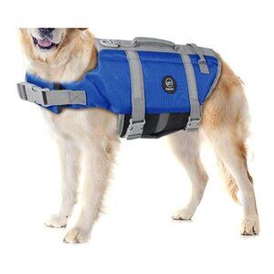 Dog Life Vests for Swimming, Adjustable with Reflective Stripes, M/L Dog Royal B